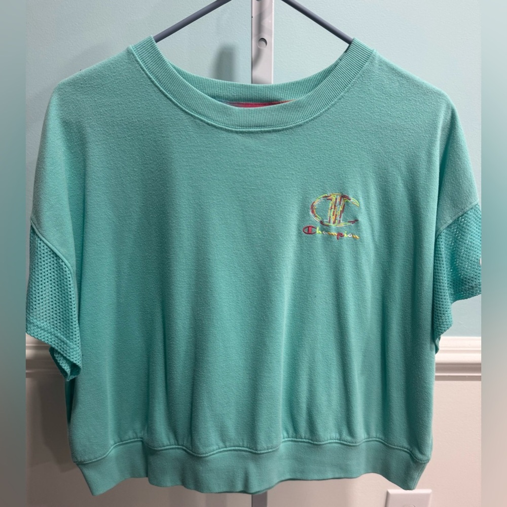 Champion Teal Short Sleeve Sweatshirt